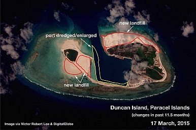 Đảo Quang Hòa sau khi được bồi đắp, mở rộng