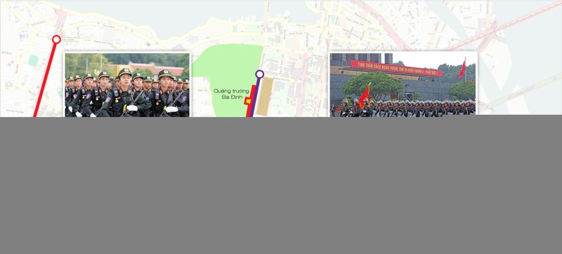 Sơ đồ hướng đi diễu binh mừng Quốc khánh 2-9-2015 tại Hà Nội - Đồ họa: Việt Anh - Trị Thiên