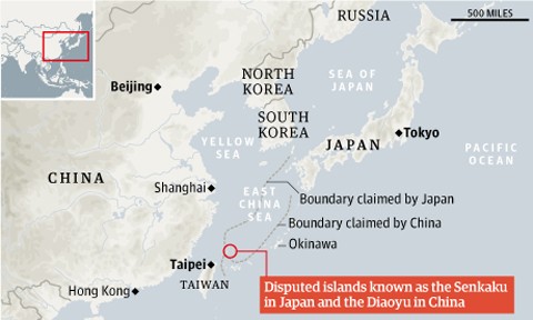 Senkaku/Điếu Ngư là quần đảo thuộc biển Hoa Đông. Đồ họa:Hangthebankers