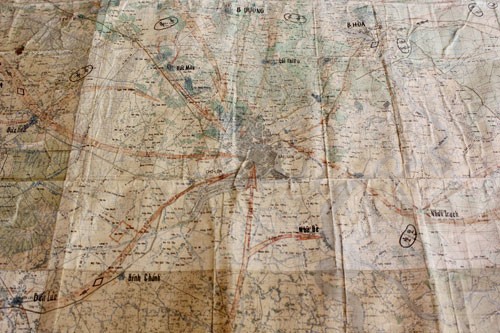 Các mũi tên đỏ trên bản đồ thể hiện các hướng tiến công của quân giải phóng vào trung tâmSài Gòn. Ảnh:Hoàng Phương.