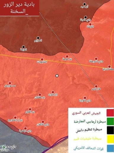 Những vùng lãnh thổ mới giải phóng của quân đội Syria phía đông bắc thị trấn As - Tanf. ảnh Masdar News