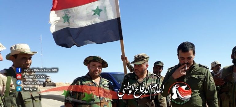 Các đơn vị quân đội Syria gặp lực lượng PMU Iraq . Ảnh South Front Các đơn vị quân đội Syria gặp lực lượng PMU Iraq . Ảnh South Front