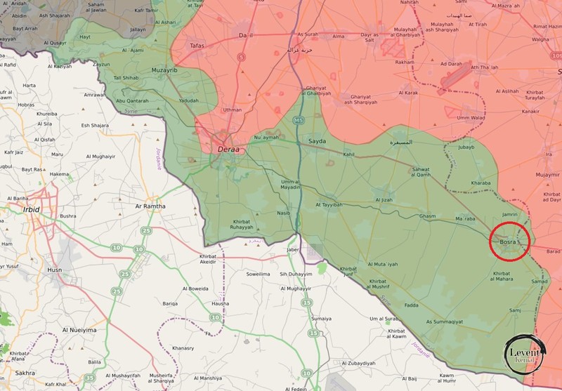 Bản đồ khu vực thành phố Busra Al-Sham, ảnh Masdar News Bản đồ khu vực thành phố Busra Al-Sham, ảnh Masdar News
