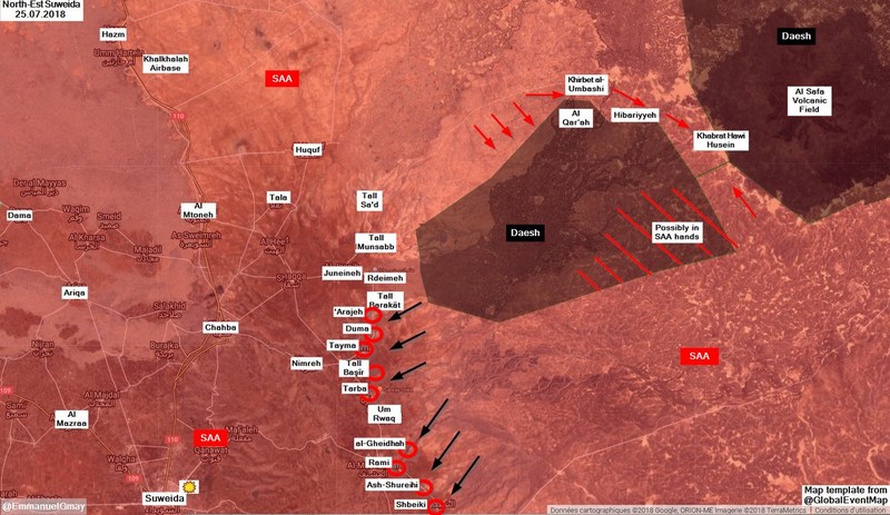 Cuộc tấn công của IS và quân đội Syria trên chiến trường Sweida. Ảnh minh họa South Front