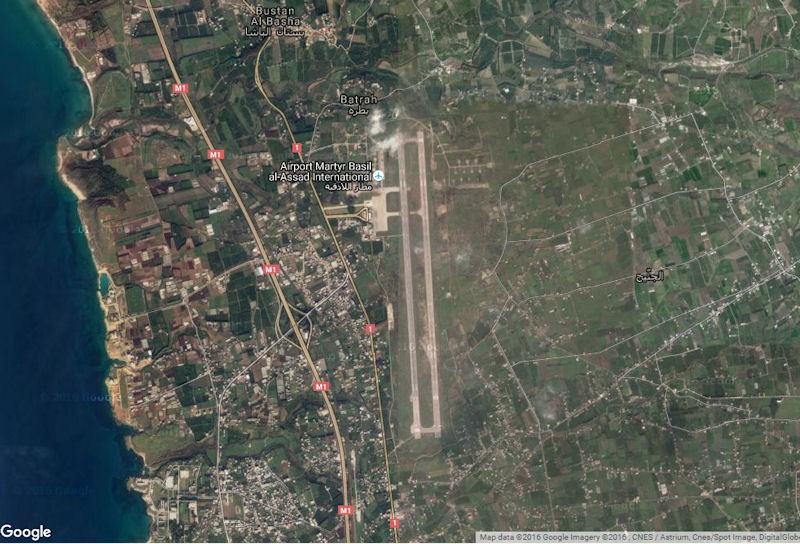 Căn cứ không quân Nga ở Syria. Ảnh Google Map