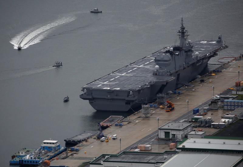 Tàu sân bay đổ bộ trực thăng lớp Izumo. Ảnh REUTERS / Issei Kato. Tàu sân bay đổ bộ trực thăng lớp Izumo. Ảnh REUTERS / Issei Kato.