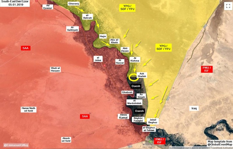 Lực lượng Dân chủ Syria tiến công đánh chiếm căn cứ địa, thị trấn al-Shafah trên thung lũng Deir Ezzor. Ảnh minh họa: Masdar News.