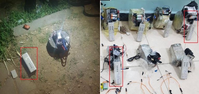 Các loại vũ khí nổ tự chế điều khiển vô tuyến (điện thoại di động) của lực lượng khủng bố IS. Ảnh: South Front. Các loại vũ khí nổ tự chế điều khiển vô tuyến (điện thoại di động) của lực lượng khủng bố IS. Ảnh: South Front.