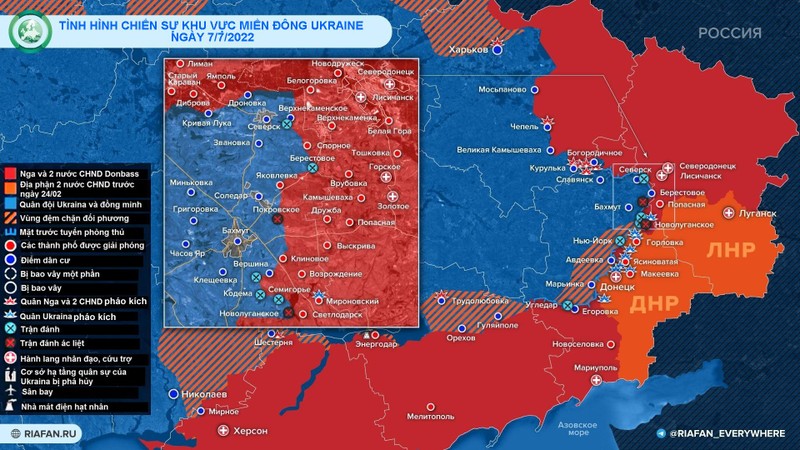 Tình hình chiến sự miền Đông Ukraine ngày 7/7. Ảnh RIA.FAN Tình hình chiến sự miền Đông Ukraine ngày 7/7. Ảnh RIA.FAN