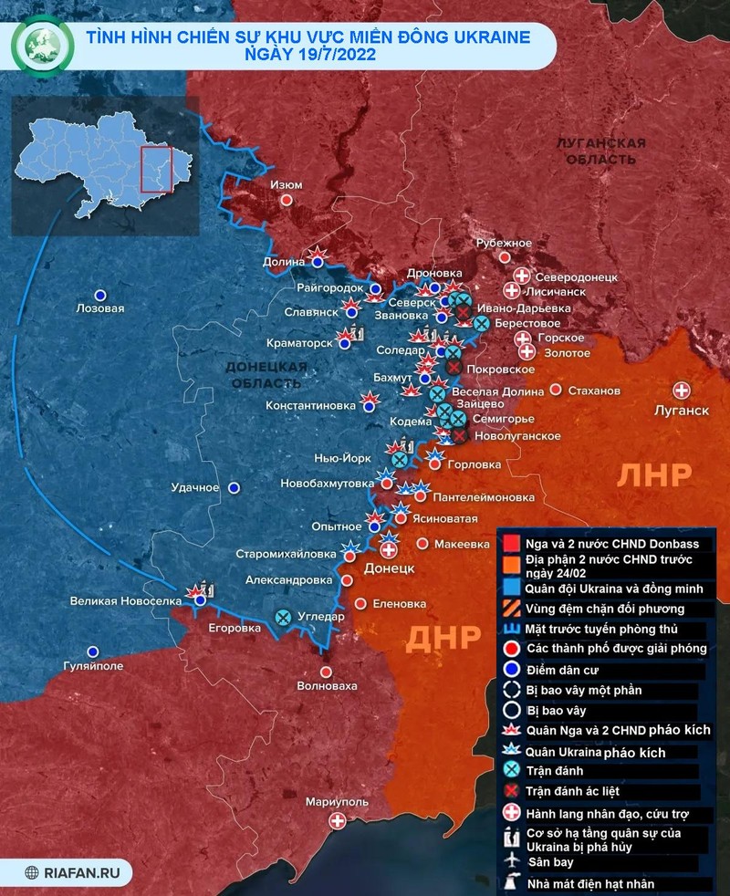 Tình hình chiến sự miền đông Ukraine ngày 19/7. Ảnh RIA.FAN.