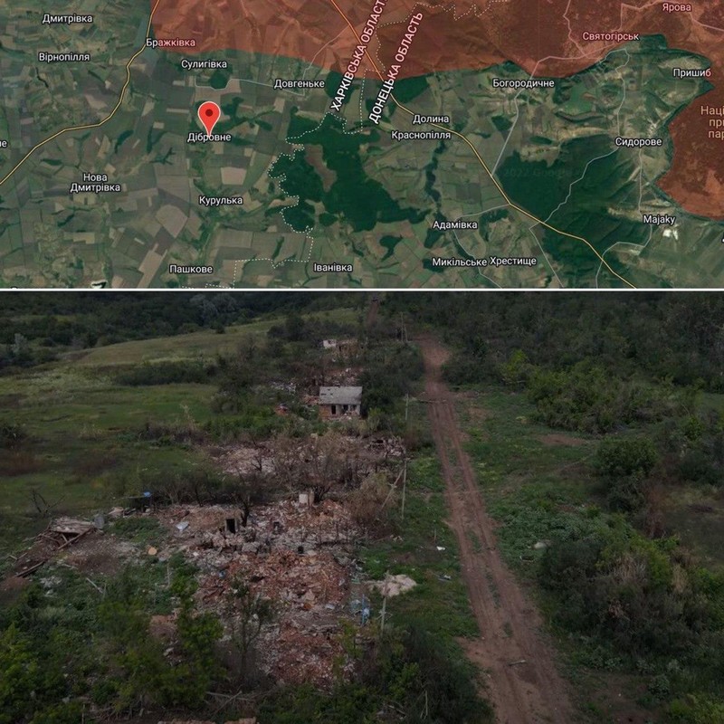 Vị trí làng Dibrivne thuộc vùng Kharkiv. Ảnh mil.in.ua. Vị trí làng Dibrivne thuộc vùng Kharkiv. Ảnh mil.in.ua.