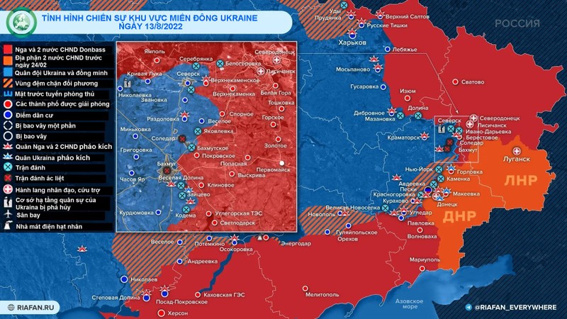 Tình hình chiến sự miền Đông Ukraine ngày 13/8. Ảnh RIA.FAN
