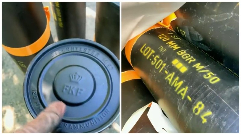 Đạn cối BGR M / 50 120mm của quân đội Ukraine. Tháng 8/2022. Ukraine. Ảnh video Ukraine Weapons Tracker Ukraine