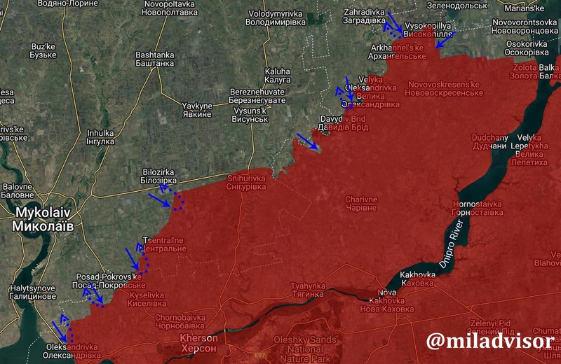 Các mũi tiến công của quân đội Ukraine vào chiến tuyến quân đội Nga ở Kharkov. Ảnh RusVesna.