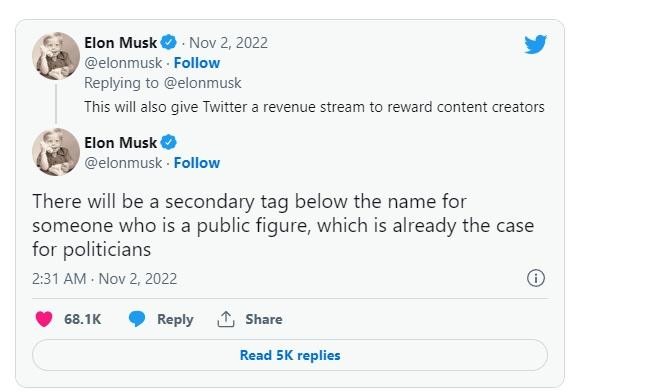 Một thẻ phụ khác cho người của công chúng. Theo Elon Musk.