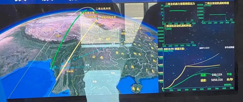 Hoạt động phóng tên lửa Zhuque-2 trên màn hình giám sát. Ảnh SpaceNews