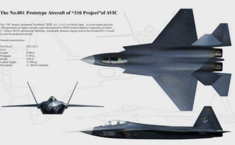 Bản vẽ máy bay nguyên mẫu FC-31 Trung Quốc.  Ảnh: Cankao