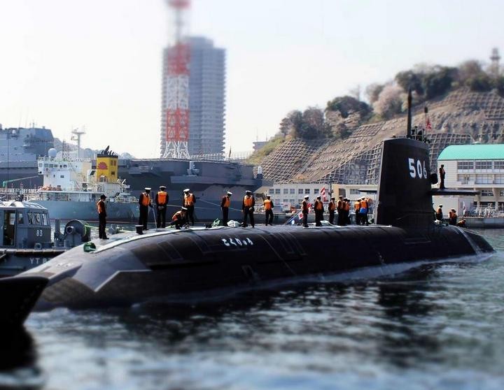 Tàu ngầm thông thường AIP lớp Soryu của Lực lượng Phòng vệ Biển Nhật Bản. Ảnh: Thời báo Hoàn Cầu.