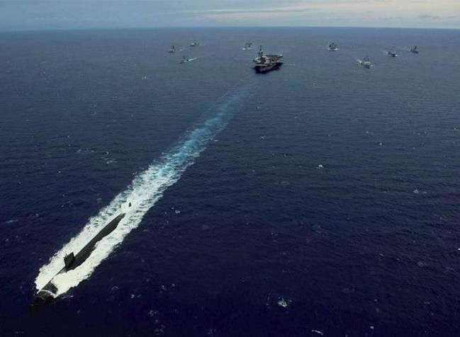 Cuộc tập trận chung Malabar-2017 giữa Mỹ - Ấn - Nhật. Ảnh: The Financial Express.