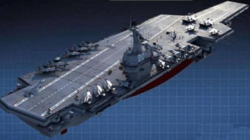 Hình ảnh tưởng tượng về tàu sân bay tự chế thứ hai Type 003 Trung Quốc. Ảnh: Sina.