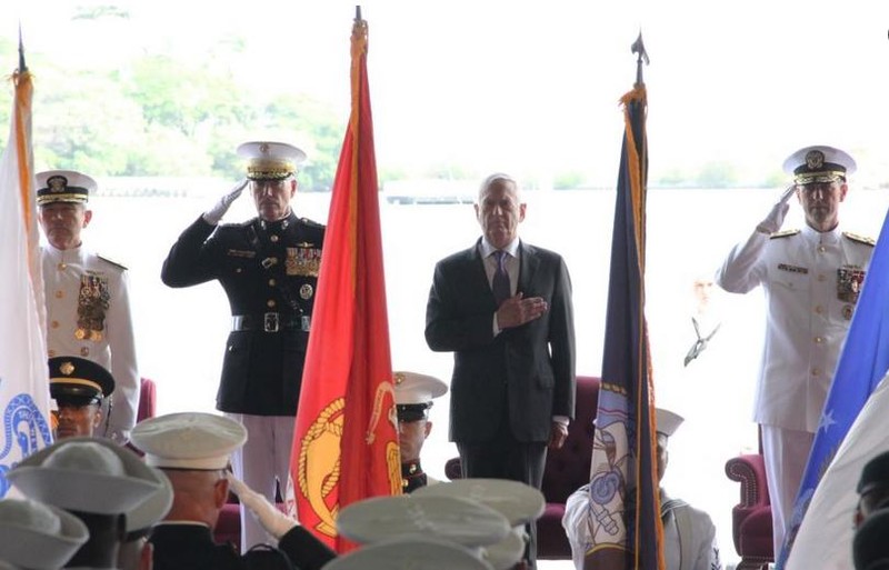 Lễ nhậm chức Tư lệnh Bộ Tư lệnh Thái Bình Dương của Đô đốc Philip Davidson. Ảnh: VOA.