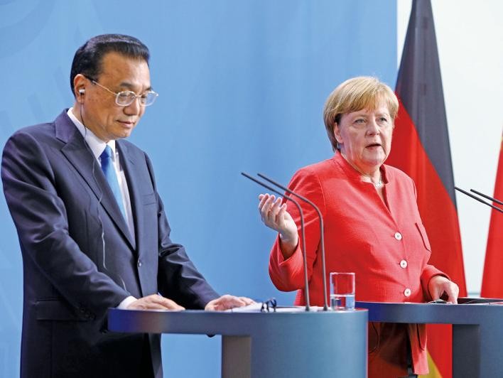 Nửa đầu tháng 7/2018, Thủ tướng Trung Quốc đến châu Âu, trong đó có thăm Đức. Ảnh: NTDTV.