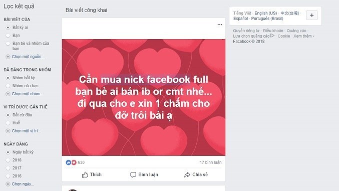 Tài khoản Facebook được rao bán công khai - Ảnh 2