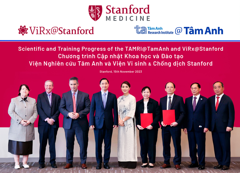 Viện Nghiên cứu Tâm Anh, Hệ thống BVĐK Tâm Anh và Viện Nghiên cứu Vi sinh và Chống dịch của Đại học Stanford trong lễ công bố hợp tác về đào tạo xét nghiệm viêm gan D vào ngày 15_11_2023.png
