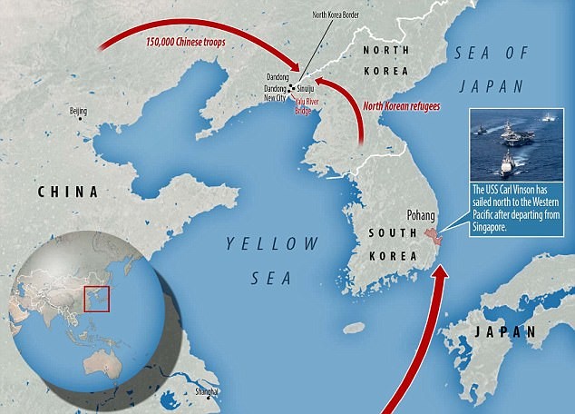 Có thông tin Trung Quốc cũng đã điều đông 150.000 quân tới bờ sông Áp Lục