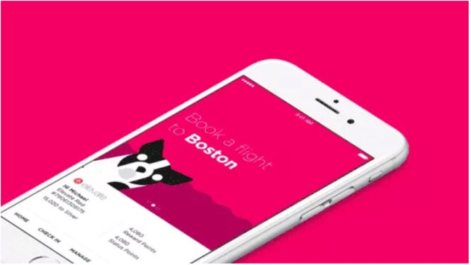 Ứng dụng di động của Virgin America đổi màu theo các địa điểm, tạo sự hứng khởi khi chọn địa điểm du lịch - Ảnh: FastCompany