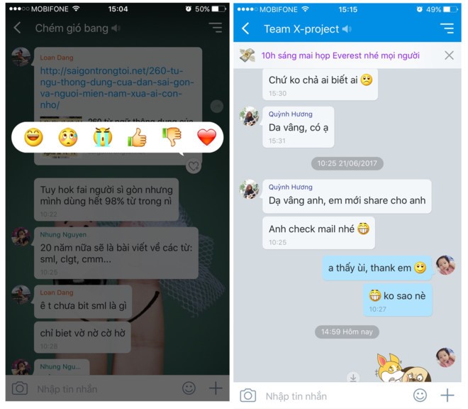 Thể hiện cảm xúc trên từng tin nhắn là tính năng mới trên Zalo. 
