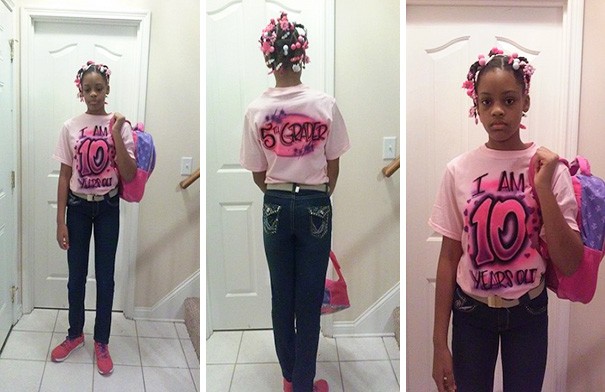 Khi phát hiện con gái 10 tuổi của mình “sống ảo” bằng cách để tuổi của trên facebook là 18, bà mẹ này đã thiết kế riêng một chiếc áo và bắt cô bé phải mặc nó đến trường để mọi người biết được tuổi thật của con mình.