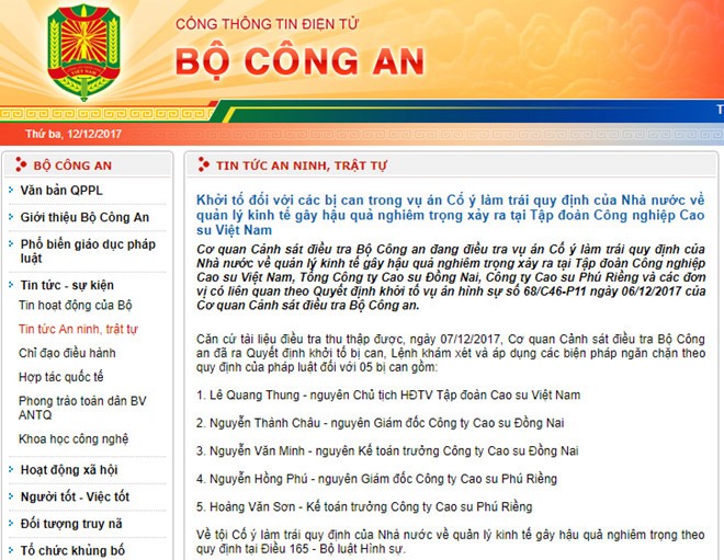 Khởi tố cựu Chủ tịch Tập đoàn Cao su Việt Nam và 4 thuộc cấp ảnh 1