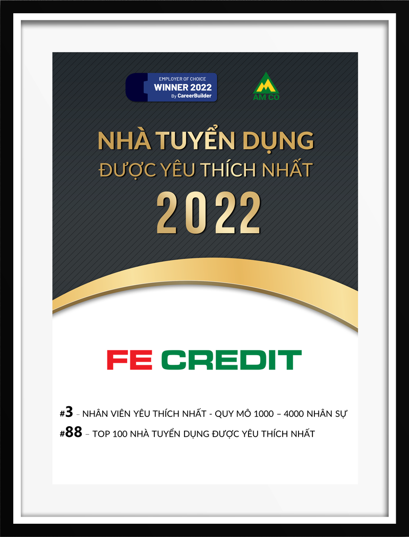 Chứng nhận khảo sát "Nhà tuyển dụng yêu thích 2022" tại Việt Nam của CareerBuilder Việt Nam