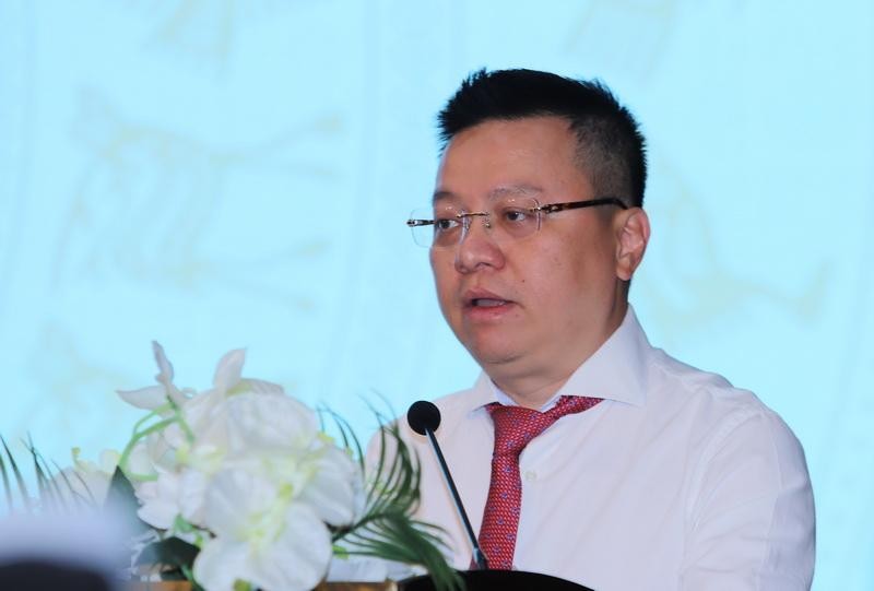 Ông Lê Quốc Minh, Ủy viên TƯ Đảng, Phó ban Tuyên giáo TƯ, Chủ tịch Hội Nhà báo VN, phát biểu khai mạc hội nghị