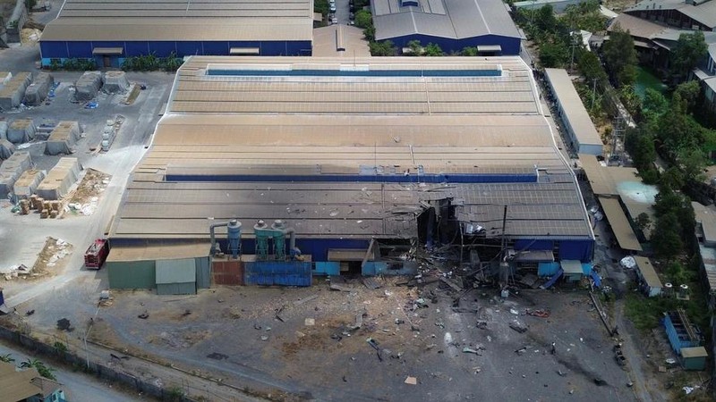 Hiện trường vụ nổ lò hơi khiến 11 người thương vong.