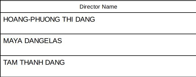 Cơ cấu ban giám đốc của U.S Dovehill Inc.