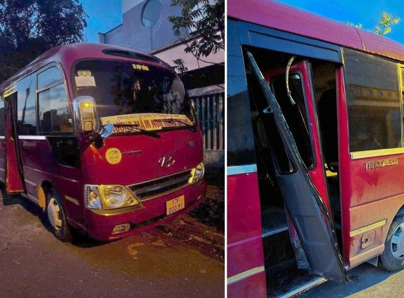 Chiếc xe đưa đón học sinh liên quan vụ cháu bé tử vong.