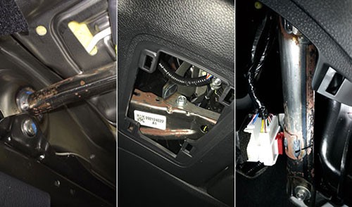 Các vết gỉ xuất hiện ở một số chi tiết khác nhau trên Honda CR-V mới tại Hàn Quốc. Ảnh: donga