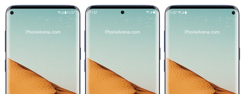 Mẫu điện thoại cao cấp Galaxy S10 được cho là sử dụng màn hình Infinity-O với thiết kế "nốt ruồi" giống như hình mô phỏng ở trên (ảnh: Phone Arena)