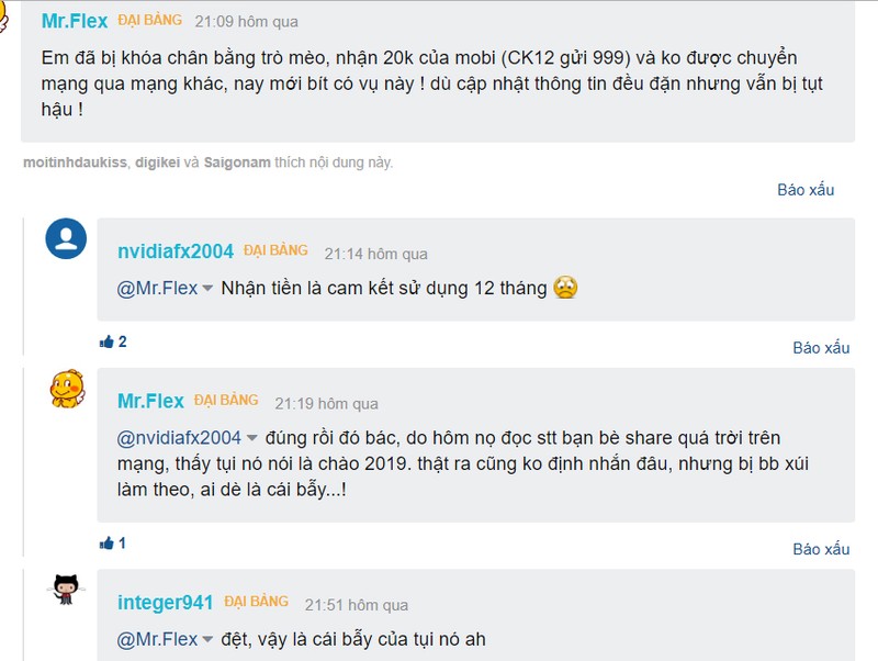 Thuê bao MobiFone phàn nàn trên mạng xã hội