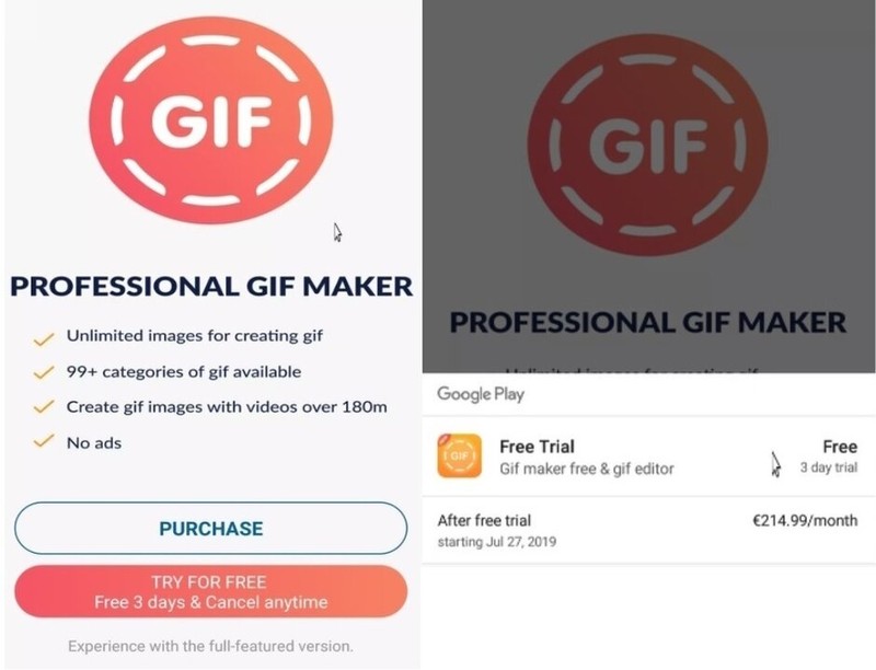 Ứng dụng này bắt người dùng phải trả 214,99 euro/tháng sau thoài gian dùng thử