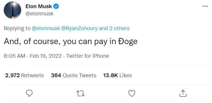 Dòng tweet của Elon Musk