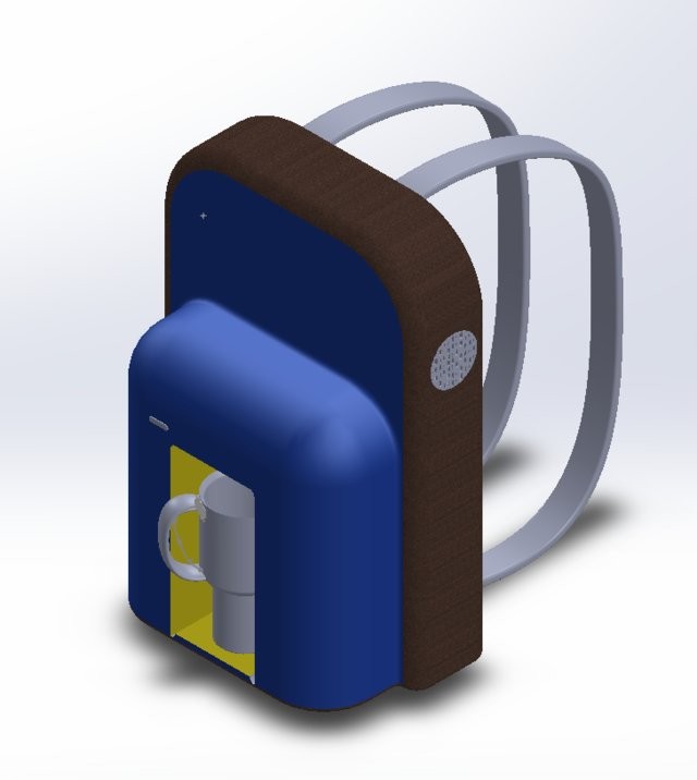 Một mô hình thiết bị thu nước từ không khí, giống như là một chiếc ba lô thông thường (Ảnh Đại học Akron)