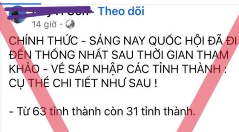 Công an Hà Nam cảnh báo tin sai sự thật về sáp nhập các tỉnh, thành. Ảnh: Công an tỉnh Hà Nam