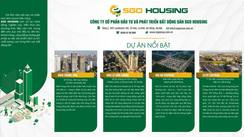 SGO HOUSING được giới thiệu có nhiều dự án nổi bật. Ảnh: Sgoland.vn