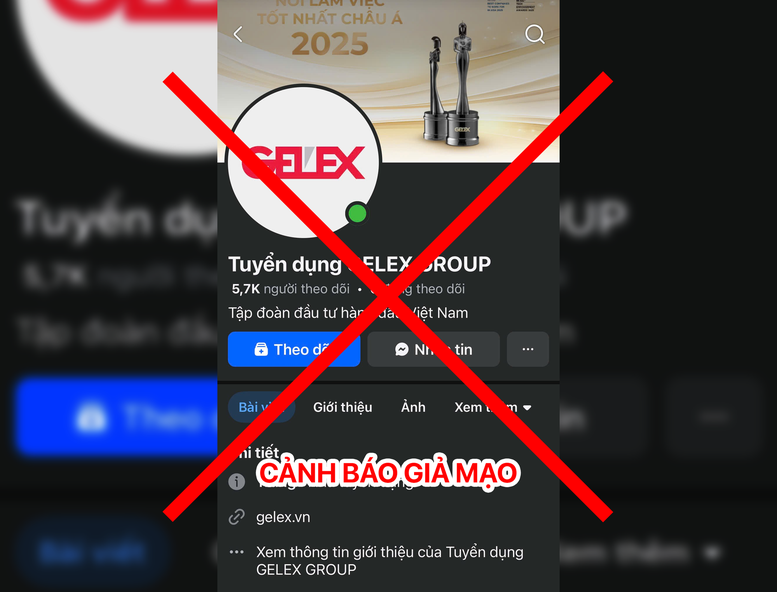 Fanpage tuyển dụng giả mạo