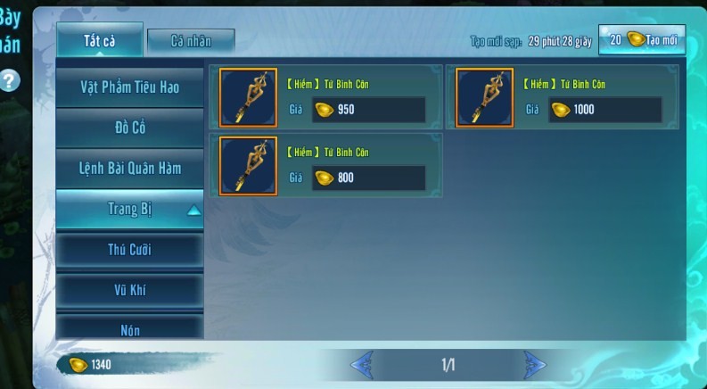 Chợ là phương thức giao dịch chính của game.