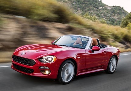 4.Fiat 124 Spider 2017: Ra mắt tại triển lãm Geneva Motor Show hồi tháng Ba, thoạt nhìn qua vẻ bề ngoài Fiat124 Spider 2017 khá giống Mazda MX-5 vì đây là sản phẩm hợp tác giữa Fiat và Mazda nhưng thực chất 124 Spider có những khác biệt đặc trưng như sức mạnh từ khối động cơ Ý, hệ thống treo cứng cáp hơn, hệ thống lái đã điều chỉnh để có cảm giác tốt hơn mà không làm mất đi những đặc trưng vốn có của chiếc Fiat 124 Spider của 50 năm trước đây.