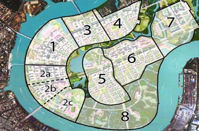 Sơ đồ 8 khu chức năng trong khu đô thị Thủ Thiêm